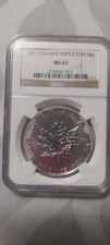 2011 S$5 Canada Maple Leaf NGC MS67 1 Oz 9999 Silver