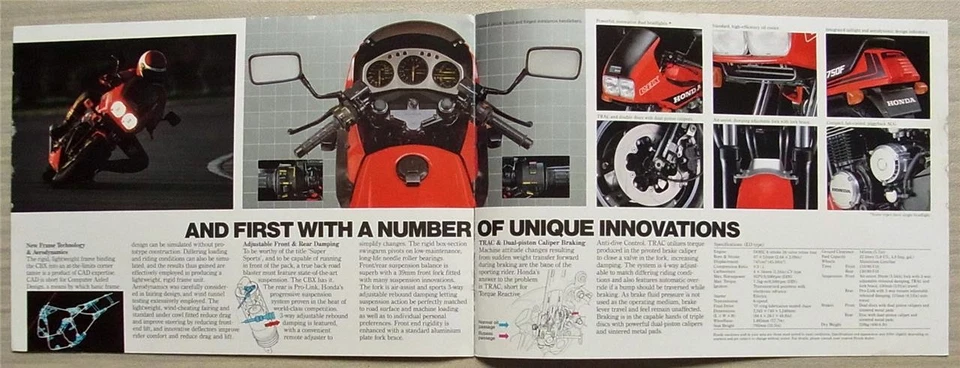 HONDA CBX750F Motorcycle Sales Brochure 1984 Ref 2C4030 - Image 4 of 4