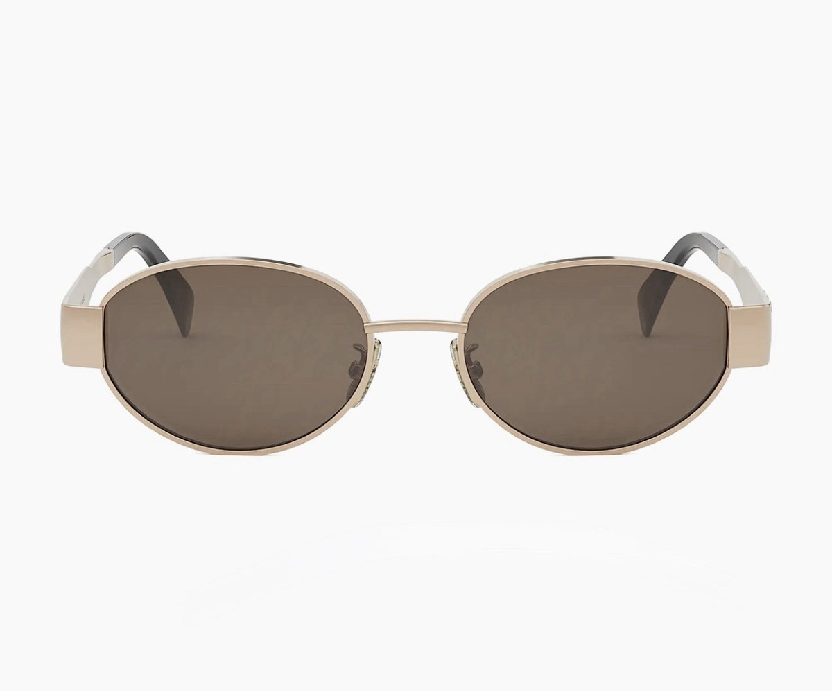 Celine CL40235U 28E Triomphe Metal Oval Sunglasses Rose Gold
