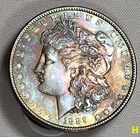 1889 Morgan Dollar Monster Toning BU + Rich Mint Luster + Deep Iridescence