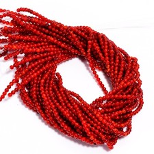 Natural Red Onyx Gemstone Round Shape Smooth Beads 4X4.5 mm Strand 15" AB-583