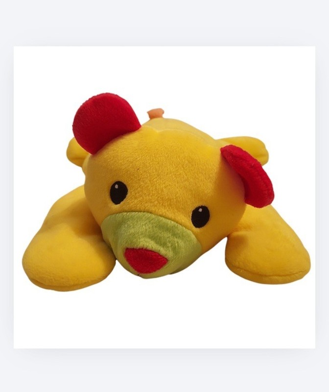 TY PILLOW PALS 1998 Buddy Plush 14” Bright Yellow HUGGY The BEAR Sewn Eyes & Bow