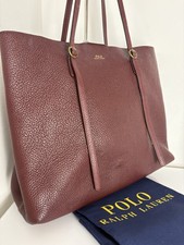 Polo Ralph Lauren Pebbled Leather Lennox Tote Bag, Bordeaux