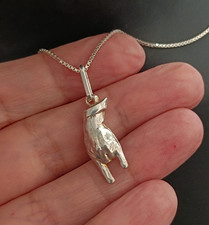 Silver Hand Pendant Necklace Italian Mano Cor...