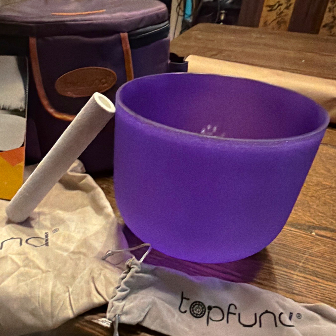 Topfund Crystal Singing Bowl Set  w/ Mallet, padded Carrying Case