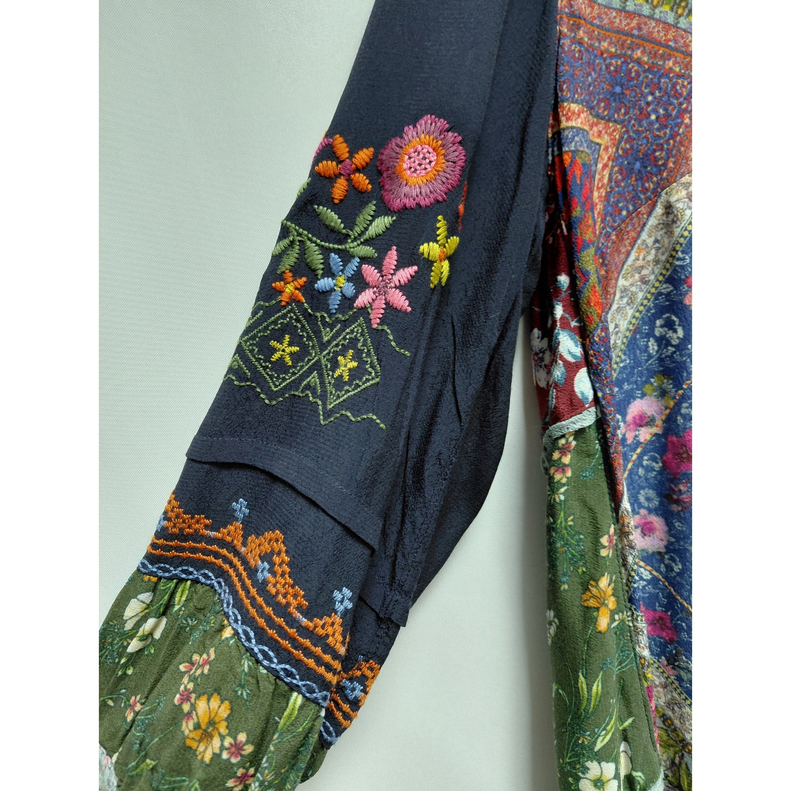 John Mark Multicolor Embroidered Boho Patchwork T… - image 5