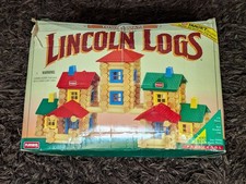 Lincoln Logs Town Square Set   Playskool 998   Vintage, Real Wood Pieces