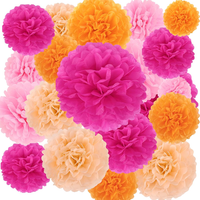 Bestofun 16 StüCk Bunt Seidenpapier Pompoms Beige Rosa Pompons Deko GrüN Lila He