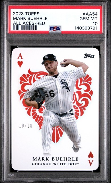 2023 Topps Mark Buehrle #AA-54 All Aces Red #/10 PSA 10 GEM MINT POP 1 BOOKEND
