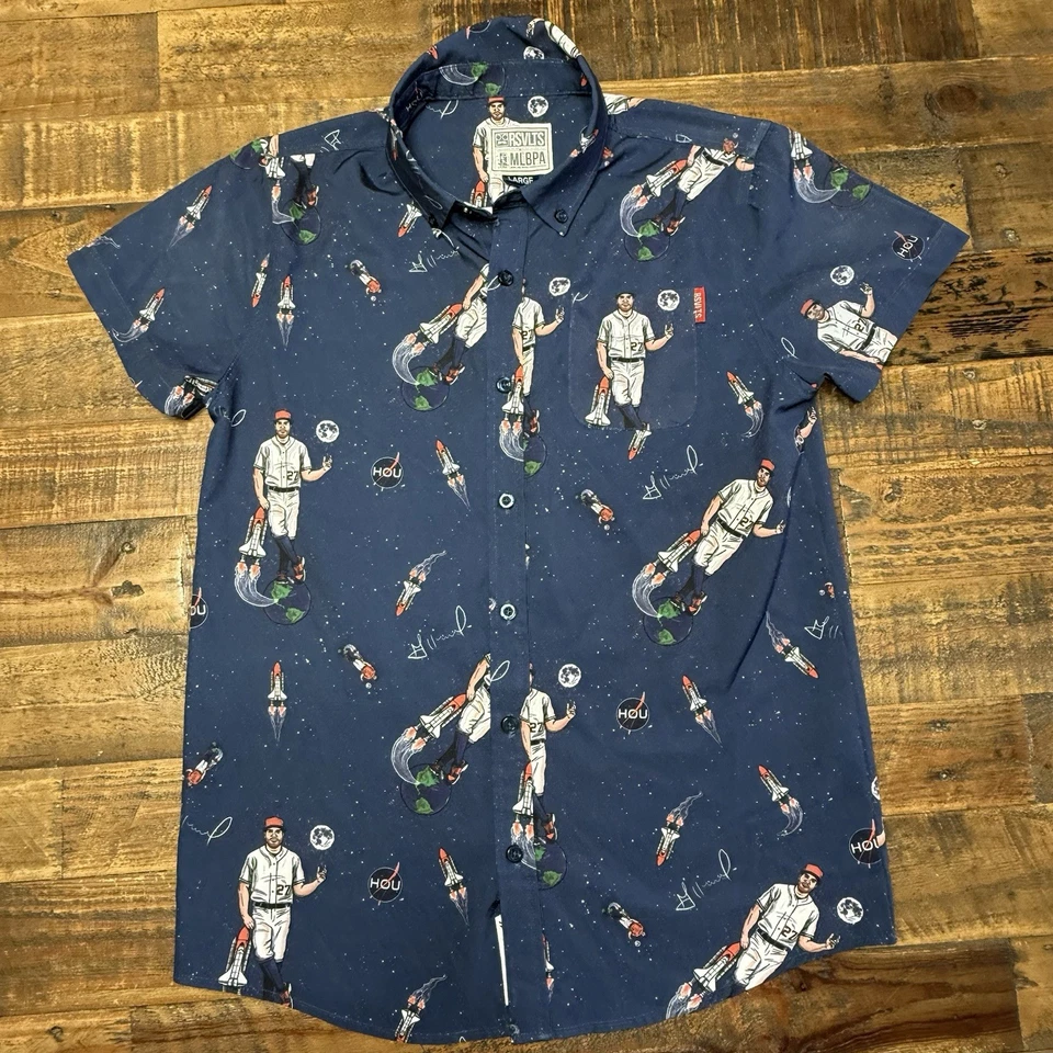 RSVLTS x MLB Houston Astros Jose Altuve All Over Print Shirt Youth Sz L ⚾️ - Image 2 of 4