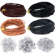 254 Pcs Leather Bracelet Making Kit - 4 Rolls Leather Cord  250 Jewelry Finding