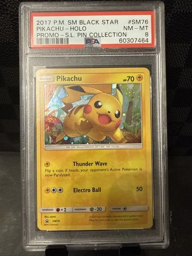 PIKACHU HOLO PSA 8 2017 POKEMON SM BLACK STAR PROMO #SM76 S.L. PIN COLLECTION 07