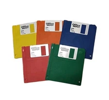 (4) Floppy Disks NEW COLOR OFFICE DEPOT 2HD  3.5" IBM Format 1.44 MB  WITH LABEL
