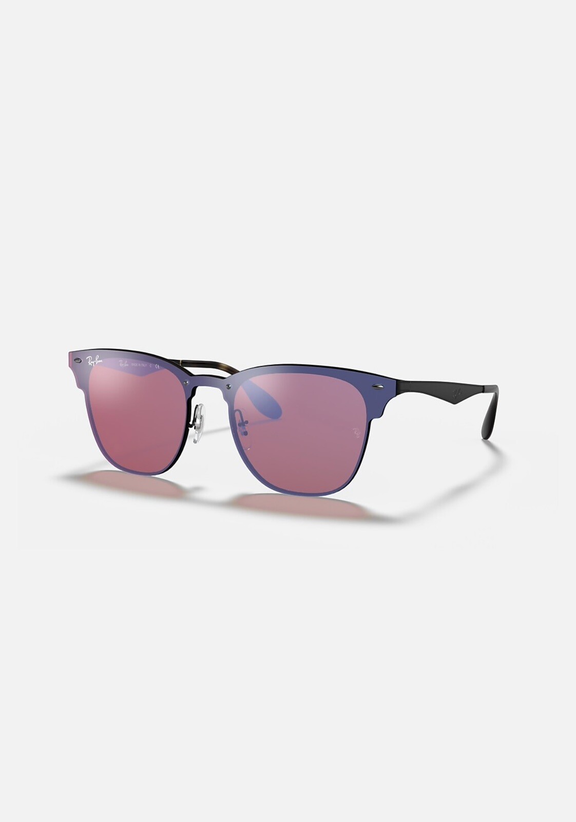 Ray Ban RB-3576-N Blaze Clubmaster Black Violet/blue Mirror Full Set Brown Case