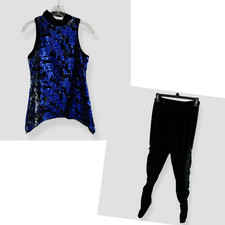 A Wish Come True Size Medium Adult Blue Sequin 2 Piece Costume Jazz Tap Dance