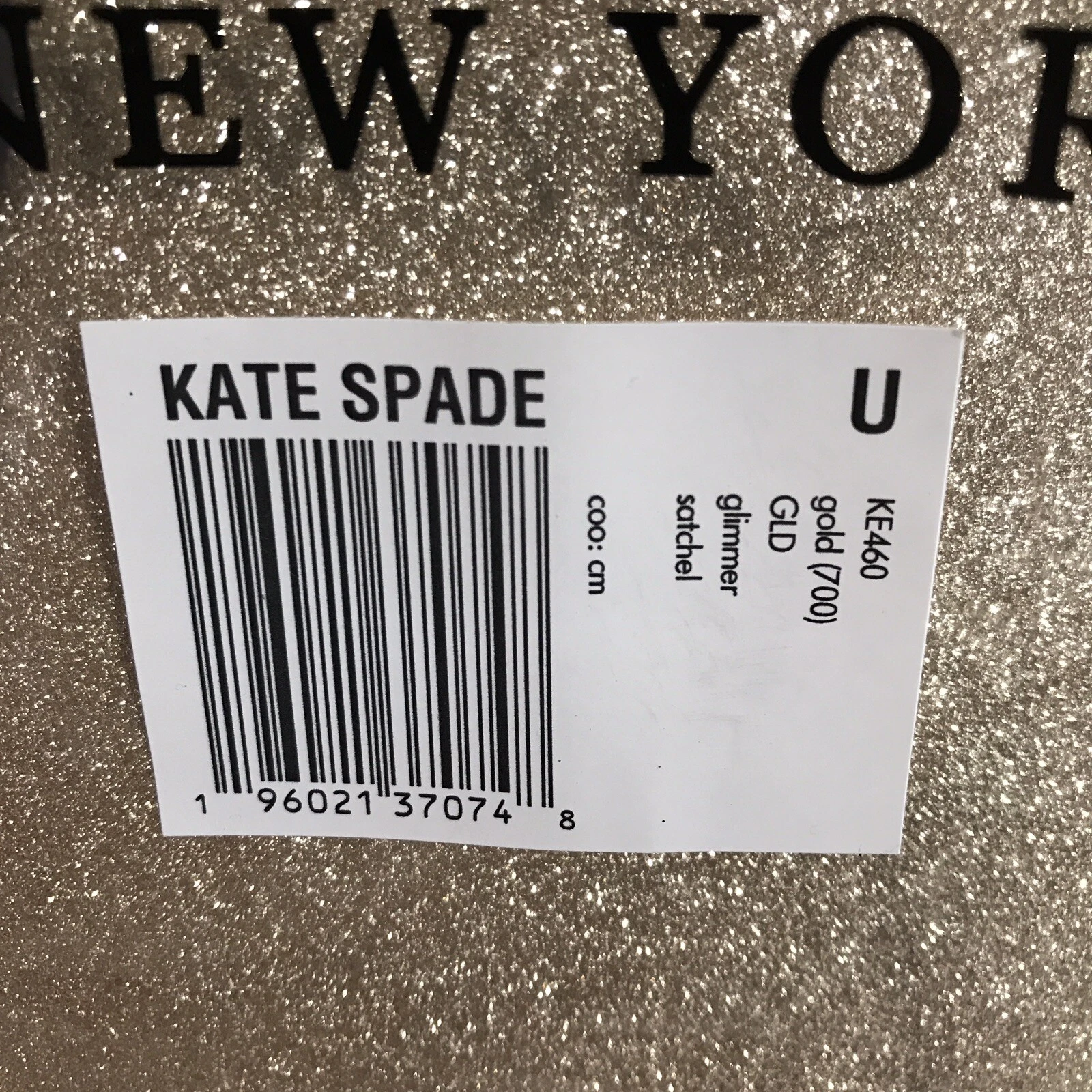 Borsa a mano Kate Spade nuova con etichetta Glimmer oro glitter pelle