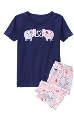 New Gymboree ELEPHANT HEARTS SHORTIE TWO-PIECE Gymmies Pajamas set 18-24 M