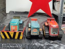 Vintage 3 Bulldozers Tractors Kdn Tin Toys 70's Wind Up Battery Operated Set Lot