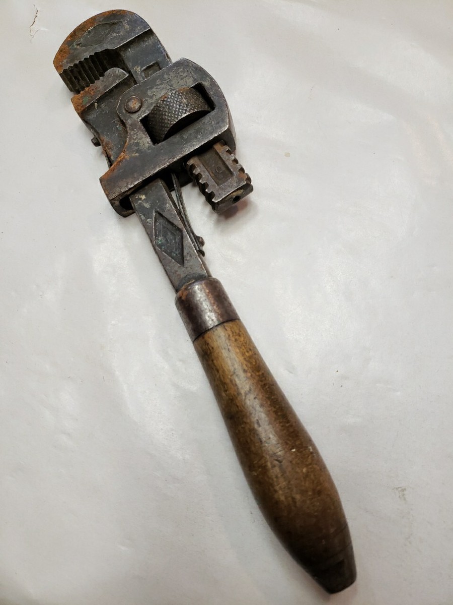 ＊handmade＊no.10 Vintage Wood Handle Stillson #10 Pipe Wrench By The Walworth Mfg