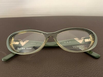 Vintage‎ Valentino Oval Eyeglasses Metallic Green Iridescent Purple Frame Italy VALENTINO Small Oval Frame Green Eyeglasses Glasses 5762 PBL  main image 3