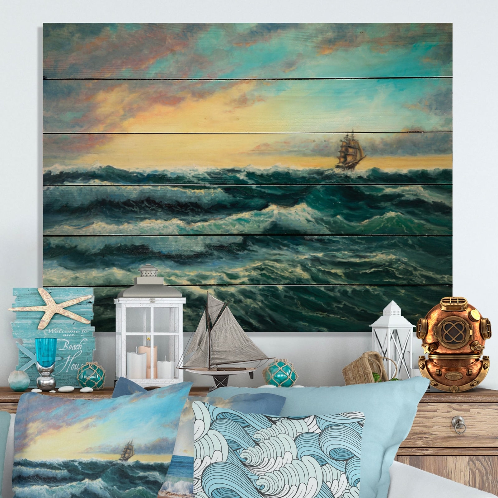 Designart 'Waves At Ocean Sea Shore II' Nautical & Coastal