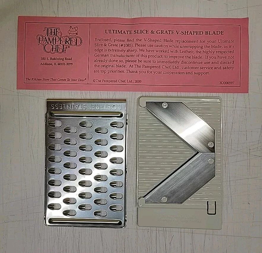 The Pampered Chef Ultimate Mandoline #1085 Slice Grater V-Shaped Blade LN