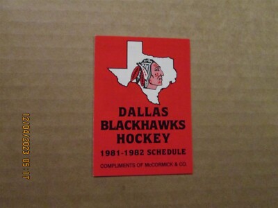 CHL Dallas Blackhawks Vintage Defunct Circa 1981-82 Team Logo Pocket Schedule