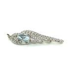 Sterling Silver Aquamarine & White Sapphire Angel Wing Pendant 1.20 Ctw — photo 4
