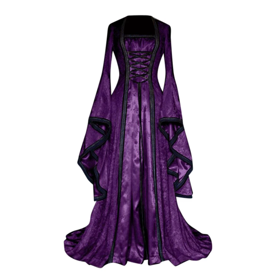 Women Victorian Renaissance Medieval Witch Fancy Dress Costume Party Long Dress - Image 4 of 4