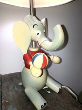 Vintage Nursey Dumbo Elephant Wood Lamp
