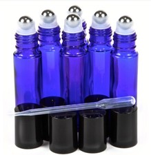 Vivaplex 6 Cobalt Blue 10 ml Glass Roll-on Bottles with Stainless Steel Ball
