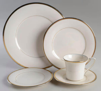 Noritake Fine China 7713 Gold and Platinum 5-pc Place Settings (10) VTG  NWOB