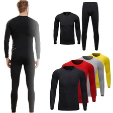 Winter Thermal Underwear Set Long Sleeve Warm Fit Top High Stretch Leggings Suit