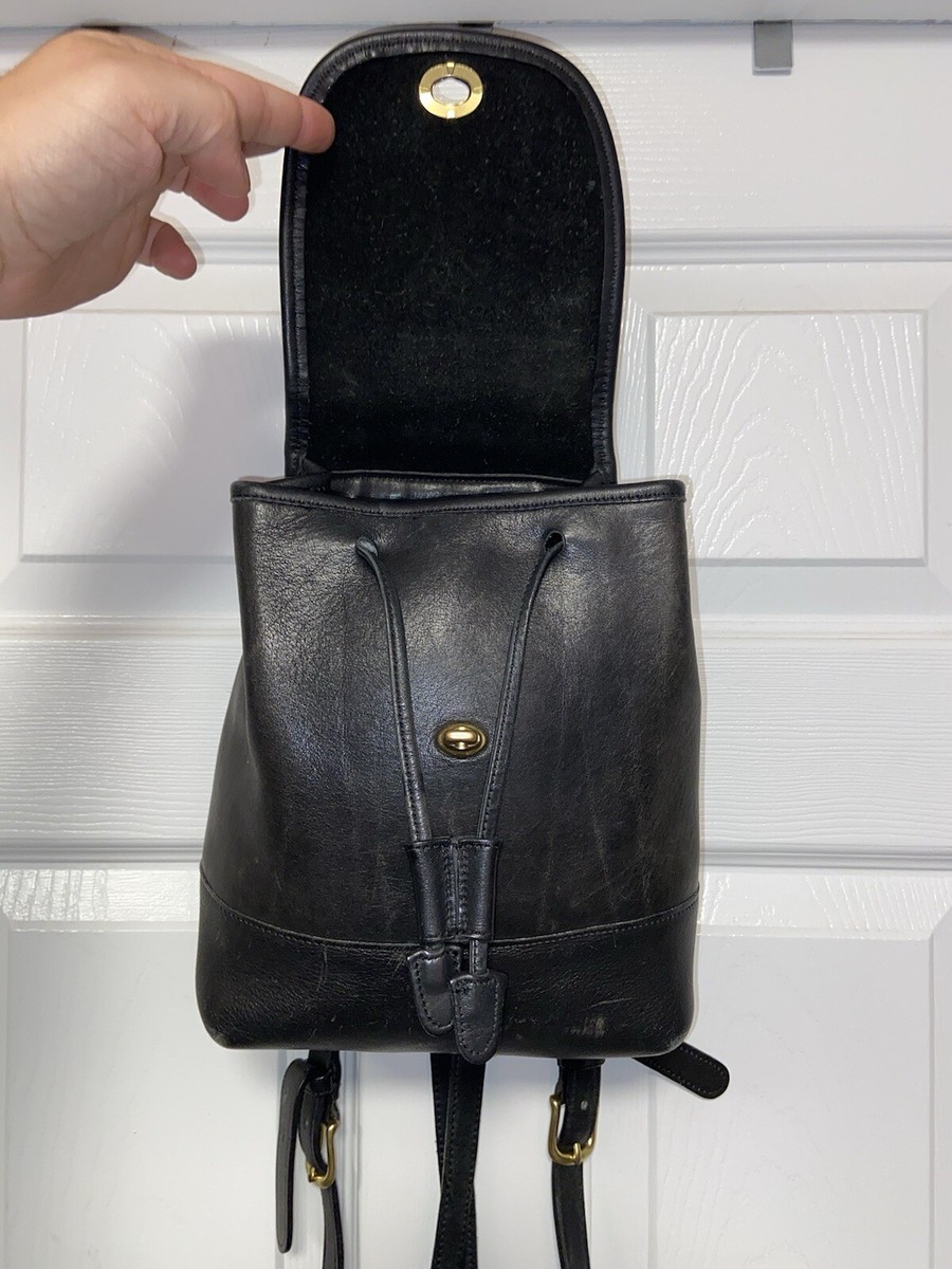 希少 Coach Vintage Backpack Handbag 2way Vintage COACH Black Leather Sling Daypack Backpack G6C-9992