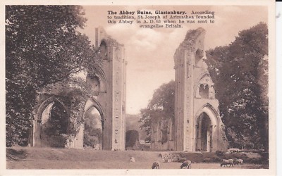 GLASONBURY - THE ABBEY RUINES S/W POSTKARTE