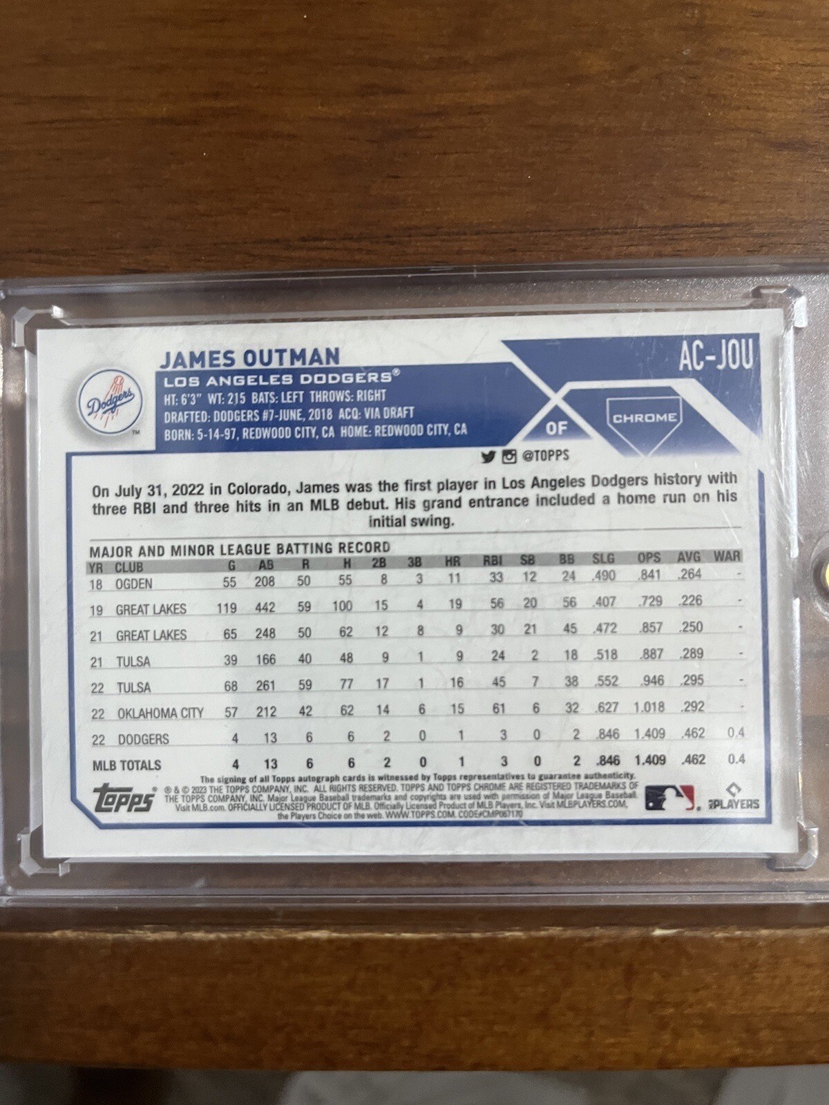 2023 TOPPS CHROME UPDATE! RC🔥 AUTO🔥 James Card Case