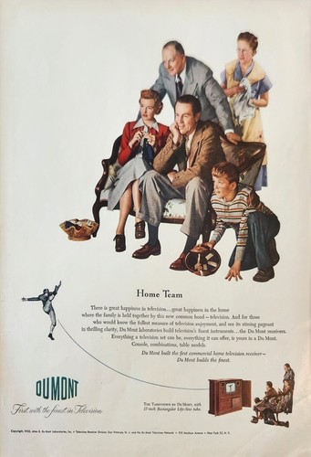 1950 Dumont finest in Television Vintage Ad Home Team