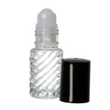 144 pcs 1/6 oz [1 dram]  Swirl Rollon Bottles with Black Caps