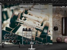 3D Fitness Weightlifting Self-adhesive Removeable Wallpaper Wall Mural