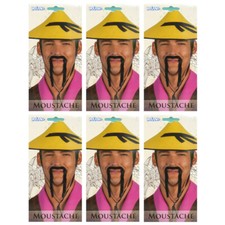 6x CHINESEN BART SCHNURRBART Karneval Ninja Samurai China Kostüm Party Schnauzer