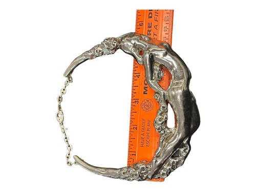 VTG Sterling Silver Electroform Nude Woman Swimming Choker Necklace GW Israel - Picture 12 of 13