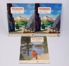 3 Vtg 1949 - 1953 Conoco Touraide USA Travel Guide Maps Spiral Bound