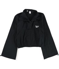 Image of Reebok Womens Classics Oversized Crop Track Jacket, Black, Small