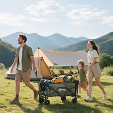 Outsunny Wózek ogrodowy Obciążalność 90 kg, składany wózek transportowy Wózek ręczny