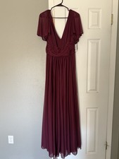 David's Bridal Women's Dress Size 18 Wine (Never Worn) Mesh, Flowy Long Dress.