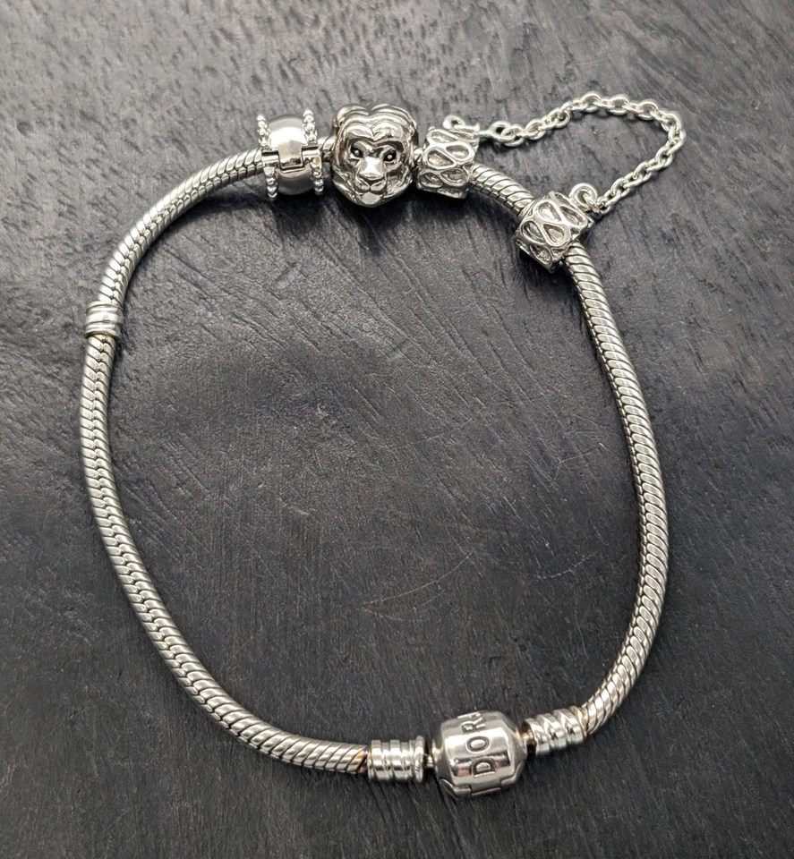 Pandora Armband 925 Sterling Silber 21cm 3xcharms Kette 24,40Gr. #709 - Bild 4 von 4