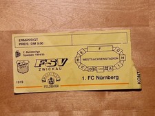 Sammlerticket FSV ZWICKAU 1.FC N&uuml;rnberg 2.Bundesliga 94/95