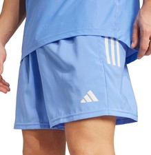 Image of adidas Own The Run Mens Running Shorts Blue 7 Inch Moisture Wicking Zip Pocket