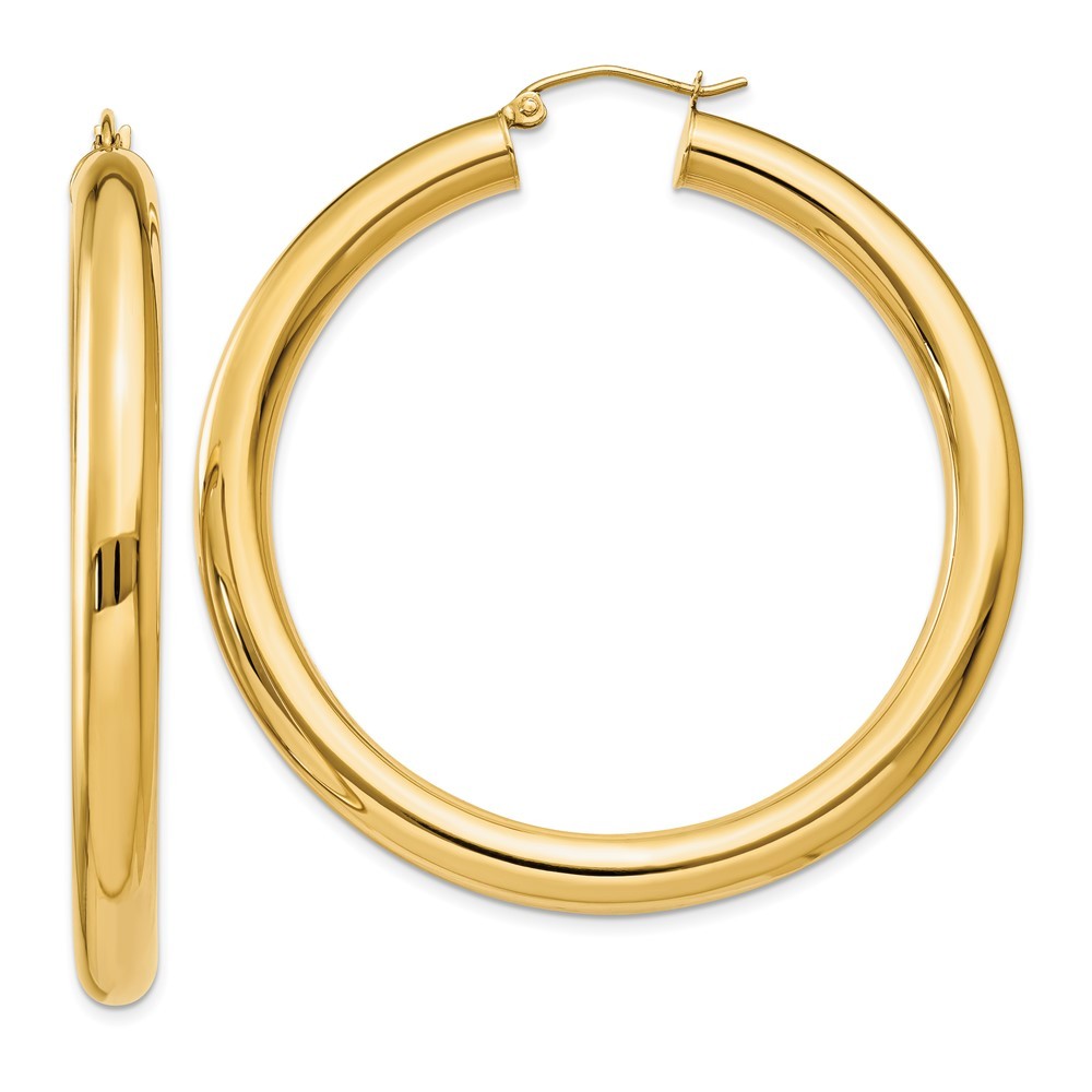 14k Yellow Gold Polished 5mm Lightweight Hoop Earrings L-50 mm, W-50 mm