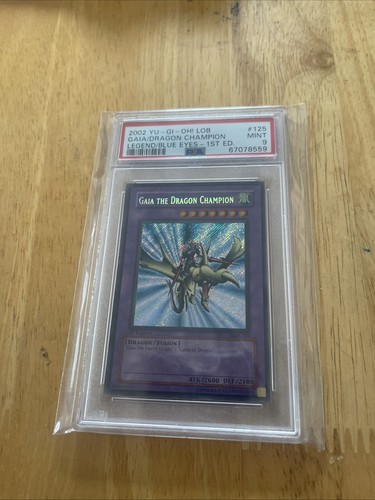 2002 Yu-Gi-Oh! Gaia the Dragon Champion LOB-125 Secret Rare 1st Edition PSA 9